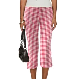 Combhasaki Women's Y2K Cute Capri Pants Solid Color Satin Bow Decor Side Split Summer Slim CroppedTrousers Stretch Crop Leggings