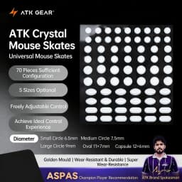 ATK Crystal Jade Teflon Mouse Skates 70Pcs 5 Sizes Universal PTFE Feet Pads Speed Wear Resistant For Esports Gaming Mouse