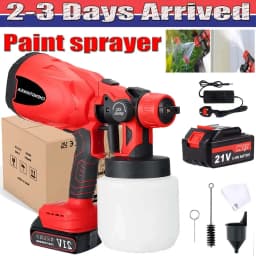 21V HVLP Cordless Paint Sprayer, Paint Spray Gun with Milwaukee/Dewalt Battery, 800ml Electric Paint Gun for Wood Car Fence