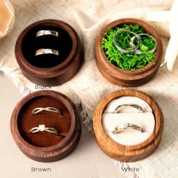 Free Custom Logo Walunt Wood Ring Box Wooden Engraving Wedding Proposal Engagement Round Wood Free Custom Name and Date Ring Box