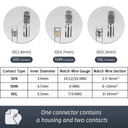 50A 2 Pin Power Connector 600V DC Two-pole Battery Quick Connector SB50 Charging Plug for Forklift Car RV Battery UPS Inverter