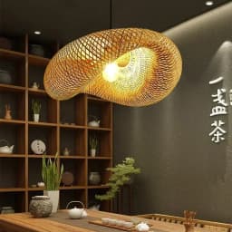 HandMade Bamboo Weaving LED Pendant Lamp Home Decor Hanging Chandelier Lighting Living Room Kitchen Vintage Rattan Woven Light