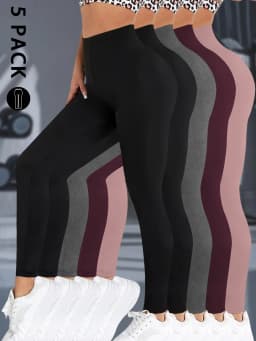 5 Pack Women's Super Soft Leggings, High Stretchy No See Through Pants, for Casual Attire, All-Season