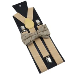 Cotton Brown Plaid Bowtie Suspender Set Elastic Braces Men Black Grey Butterfly Straps Wedding Dress Suit Skirt Accessories Gift