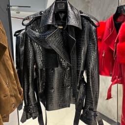 YOLOAgain High Quality Suede Leather Jacket Women With Belt Double Breasted Croc Pattern Jacket Female
