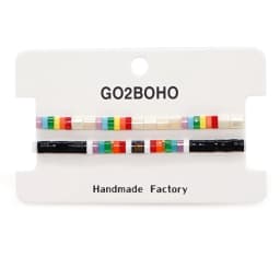 Go2BoHo Black White Bracelet Set for Couple Miyuki Tila Bead Jewelry 2pcs/lot Stretch Bracelets for Women Valentine's Day Gifts