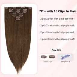 Straight Clip In Human Hair Extensions 7 Pcs/Set Full Head Brazilian Clip Ins Hair 85/120 Grams Clip on Hair Extension for Women