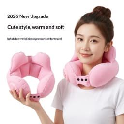 Hot Sale Portable Crown Inflatable U Neck Pillow Anti Tilt Headrest Soft Travel Sleeping Cushion For Driving Business Trip