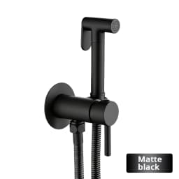 Solid Brass Brushed Rose Gold Bidet Sprayer Faucet Wall Mount Bathroom Mixer with Hose Hand-held Hot Cold Water