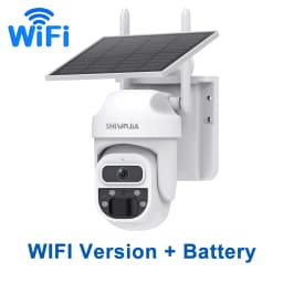 SHIWOJIA 5MP Solar Camera 4G SIM Outdoor 360° Wireless WIFI Solar Battery Powered PTZ Security Cameras PIR Night Vision Video