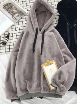 Loose Hoodies Woman Sweatshirt Casual Flannel Solid Pullover Autumn Winter Coat Y2k Fleece-lined Thicken Hooded Warm Soft Jacket