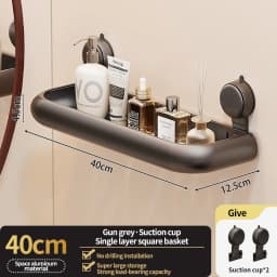 Suction Cup Bathroom Towel Rack Space Aluminum Wall-Mounted Minimalist Multi-Functional Storage Shelf No Drilling Required