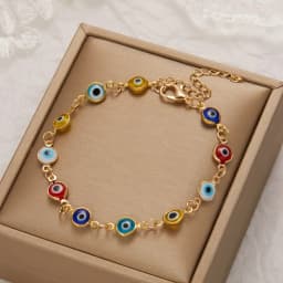 Turkish Blue Evil Eye Bracelet for Women Men Colorful Red Blue Turkey Eye Adjustable Metal Bead Bangles Lucky Wealth Jewelry