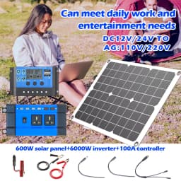 6000W Complete Solar Power Kit 12V to 110V/220V Off-Grid System 100A Controller Solar Panel Inverter for Home, Camping, Backup