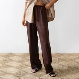 Maemukilabe Satin Wide Leg Pants Casual Elastic High Waist Solid Color Loose Fit Pants Office Ladies Trousers Women Streetwear