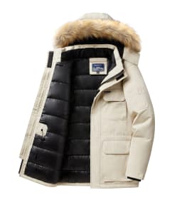 -30 Degree Winter Down Jacket Men Down Cotton Parkas Coat Mid-length Large Fur Collar Male Thicken Coat Snow Overcoat Parka