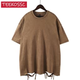 American Style Retro Heavyweight Solid Color Short Sleeved T-shirt Men Women Summer Street Trendy Washed Old Oversized Clothes