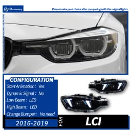 AKD LED Car Lights for BMW F30 2012-2019 Headlight F31 F35 Snake Eyes LED Head Lamp 318i 320i 325i 328i 330i 335i LED DRL turn signal low beam high beam Automotive Accessories