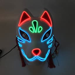 Holiday Light Up Neon Half Face Mask Flashing in Dark Fox Mask Halloween LED Luminous Fox Mask for Women Girl Cosplay Props
