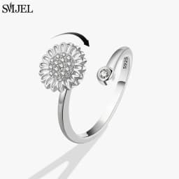 Korean Fashion Daisy Spinner Fidget Ring Multiple Style Sunflower Rose Snowflake Rotate Freely Anti Stress Anxiety Rings Wedding