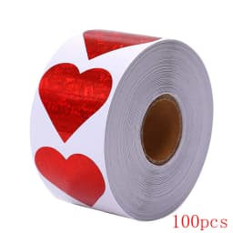50-500pcs Red Heart Shape Labels Valentine's Day Paper Packaging Sticker Candy Dragee Bag Gift Box Packing Bag Wedding