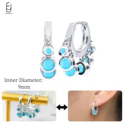 925 Sterling Silver Needle Exquisite Turquoise Silver Earrings for Women Blue Crystal Geometry Pendant Earrings Luxury Jewelry