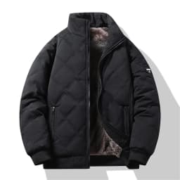Windproof Thermal Diamond Quilted Jacket Men Winter Men's Fleece-Lined Thickened Parkas Man Cuff Design Stand-Up Collar Jackets