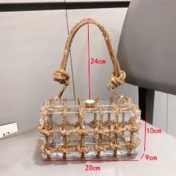 Handle Rhinestones Evening bag silver Crystal handmade Bags for Women Purses and Handbags Luxury Designer banquet bag