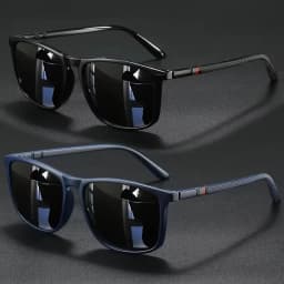 Mjyiwang Men Matte Square Polarized Sunglasses UV400 Blue Mirror Lens Anti Glare Driving Fishing Travel Outdoor Eyewear