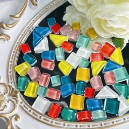 Mosaic Tiles for Crafts Blue Shine Assorted Color 50pcs Glass Glitter Mosaic Supplies Pieces Bulk Square Shape Home Decoration