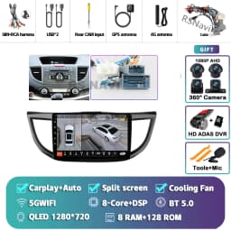 Android 16 Carplay Auto Car Radio Multimedia Player For Honda CRV CR-V 2012-2016 WIFI+4G DSP Autoradio Stereo 2din Head Unit