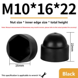 10Pcs/PACK Black M4 M5 M6 M8 M10 M12 Bolt Nut Dome Protection Caps Covers Exposed Hexagon Plastic Screw Protection Covers