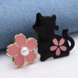 1 Pair No Sewing Adjustable Waist Clips Sakura Cat Trousers Waist Buckles for Jeans Pants Skirts Fit Reduce Waist Snap Button