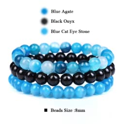3Pcs/set 8mm Natural Stone Beads Bracelet Set Pink Zebra Rhodonite Moonstone Agates Hematite Bracelets For Women Men Jewelry