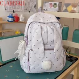 Large capacity school backpack for girls Cherry pink peach rabbitt wavepointcutebackpacksforteengirlsTravelandplaygirlsbackpack