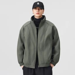 DUKEEN Men's Winter Padded Bomber Jacket Stand Collar Windproof Casual Coat Loose Fit Warm Streetwear Jacket