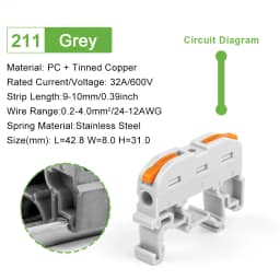 5/10pcs Din Rail Terminal Block Wire Connector 211 Quick Wire Compact Splicing Conductor Fast Cable Connector Conductor