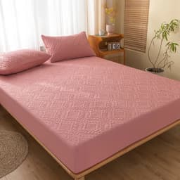 Waterproof Quilted Mattress Cover - Cotton Top, Antibacterial Fiber Fill, TPU Waterproof Layer - A-Class Health Standard