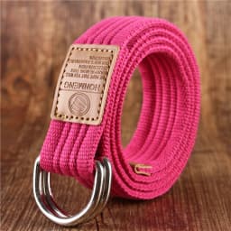 New men's and women's Korean version 16 color double loop buckle canvas belt 43 inch casual pants canvas belt youth pants belt