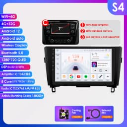 Hizpo 2Din Android 13 for Nissan Rogue X-Trail X Trail 3 T32 2013 - 2017 Qashqai 2 J11 Car Radio Multimedia GPS Carplay Auto DSP