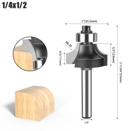 6mm Shank 1/4" Shank Corner Round Over Router Bit with Bearing Milling Cutter for Wood Woodwork Tungsten Carbide