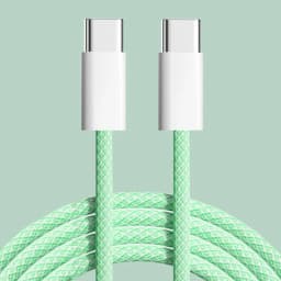 60W USB C to USB C Cable Fast Charging, White Braided PD Charger Cord for iPhone 15 16, iPad, MacBook, Samsung