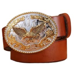 gold eagle big buckle full grain real leather 100% genuine leather hawk mens belts luxury high quality camel brown cowboys women