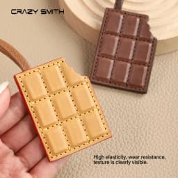 CRAZYSMITH Genuine Leather Chocolate Bag Charm, Italian Full-Grain Cowhide Purse Charms Luxury Gifts for LV Bag Accessories Cute
