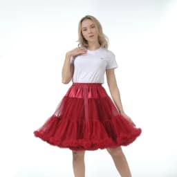 Skirt Length 55cm Women Tutu Skirt Solid Fluffy Tulle Princess Ball Gown Pettiskirt Ladys Ballet Party Performance Dress PP008