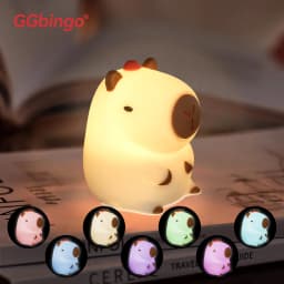 KFV Cute Pear Night Light 7-Color Dimmable Touch-Controlled Night Light Silicone Stress Reducing Pat Duck Lamp USB Rechargeable