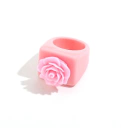2024 New Trendy Geometric Square Round Resin Acrylic Chunky Rings for Women Girls Punk Style Knuckle Flower Rings Jewelry