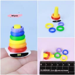 【M】2 Sets Dollhouse Early Learning Rainbow Stacking Toys Puzzle Development Intelligence Rainbow Tower Baby Toy Gift Stack Ring