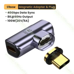 Elbow USB4.0 Thunderbolt3 40Gbps Magnetic Adapter USB C to C 100W Fast Charging Magnet Converter Cable 8K@60Hz USB TypeC Adapter