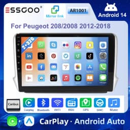 ESSGOO For Peugeot 208/2008 2012-2018 Android 14 10 inch Wireless Carplay Android auto Car stereo radio GPS Navi WIFI swc Bt FM